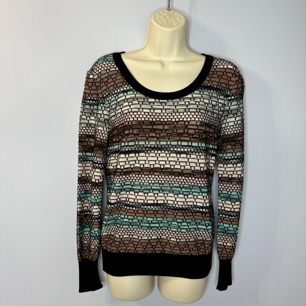 Missoni Wool Blend Textured Knit Multi Scoop Neck Pullover Sweater Made Italy 8 - Picture 1 of 13